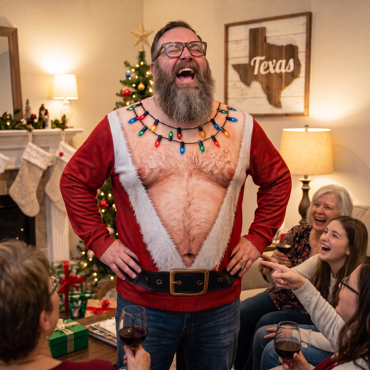 Santa Bare-Chest Sweater